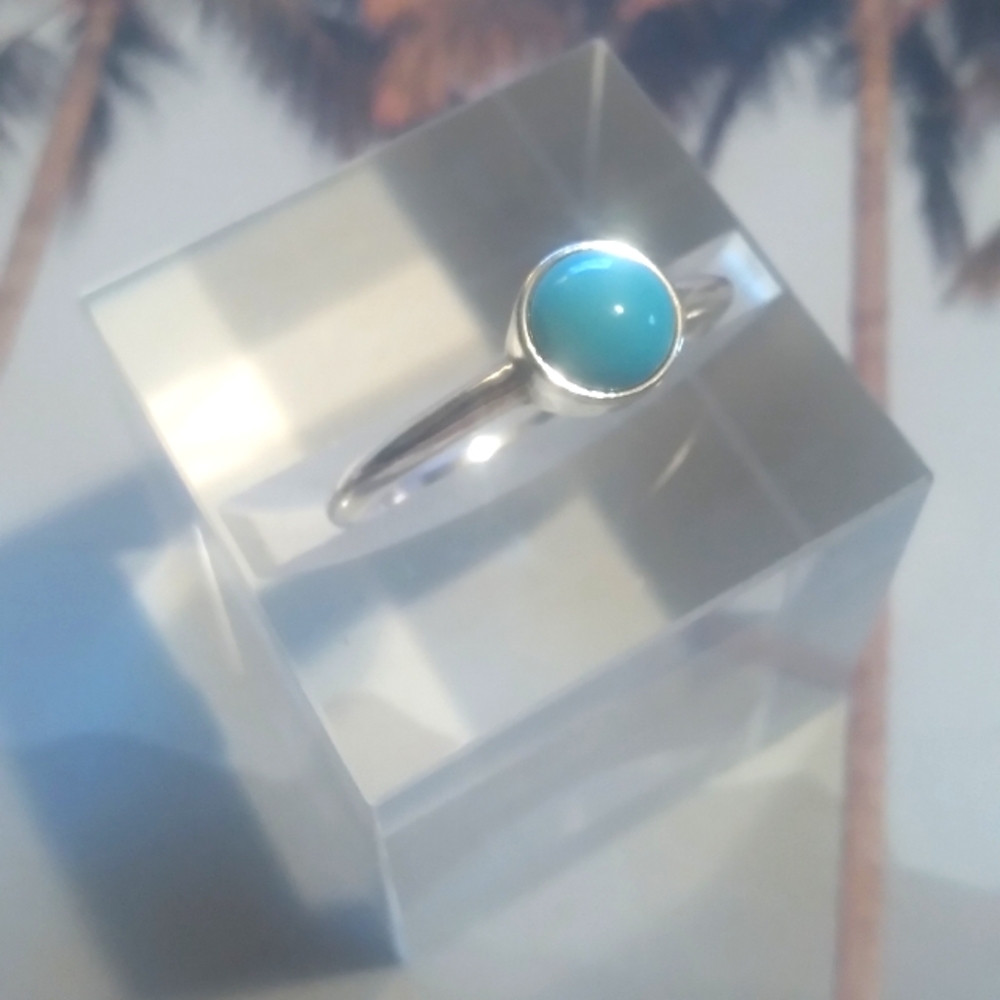 natural sky blue Arizona turquoise sterling silver, December birthstone